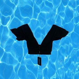 Denim Flared Crop Top